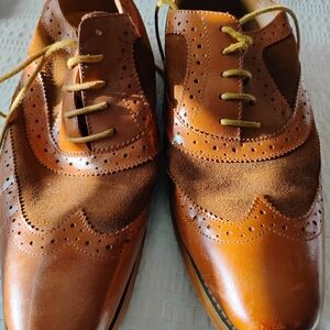 Milano Tan Leather Brogue Oxfords